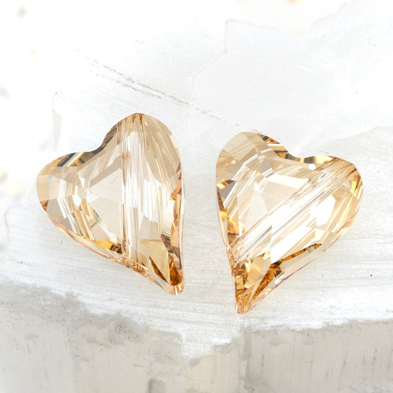 17mm Golden Shadow Wild Heart Premium Austrian Crystal Bead Pair