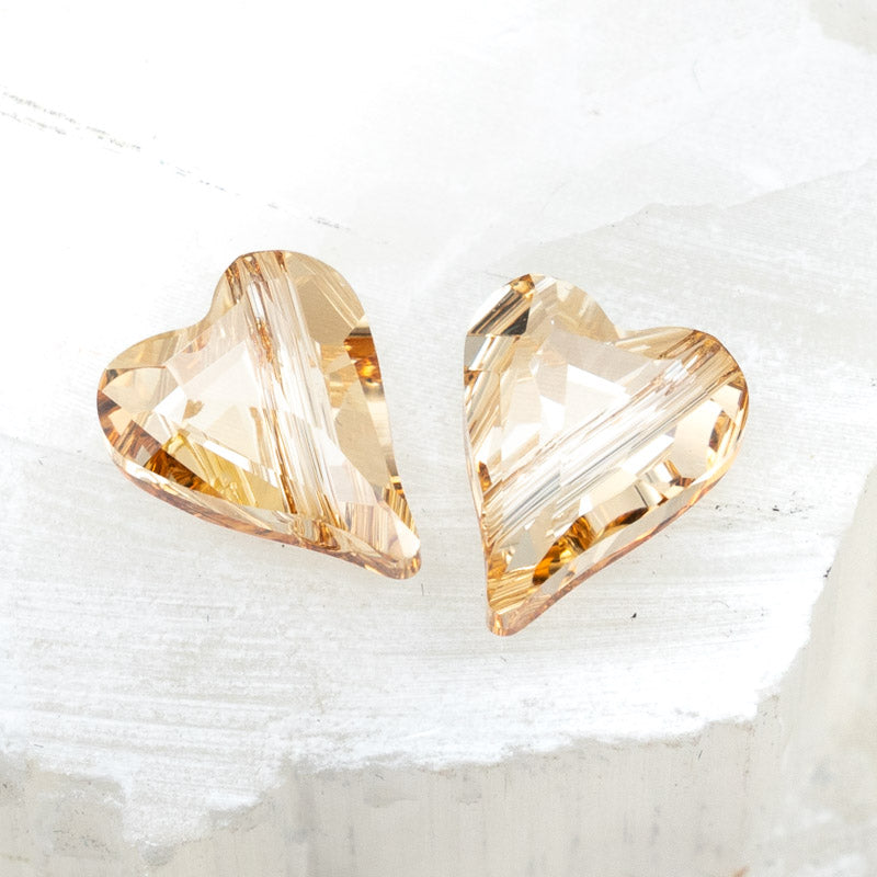 12mm Golden Shadow Wild Heart Premium Austrian Crystal Bead Pair