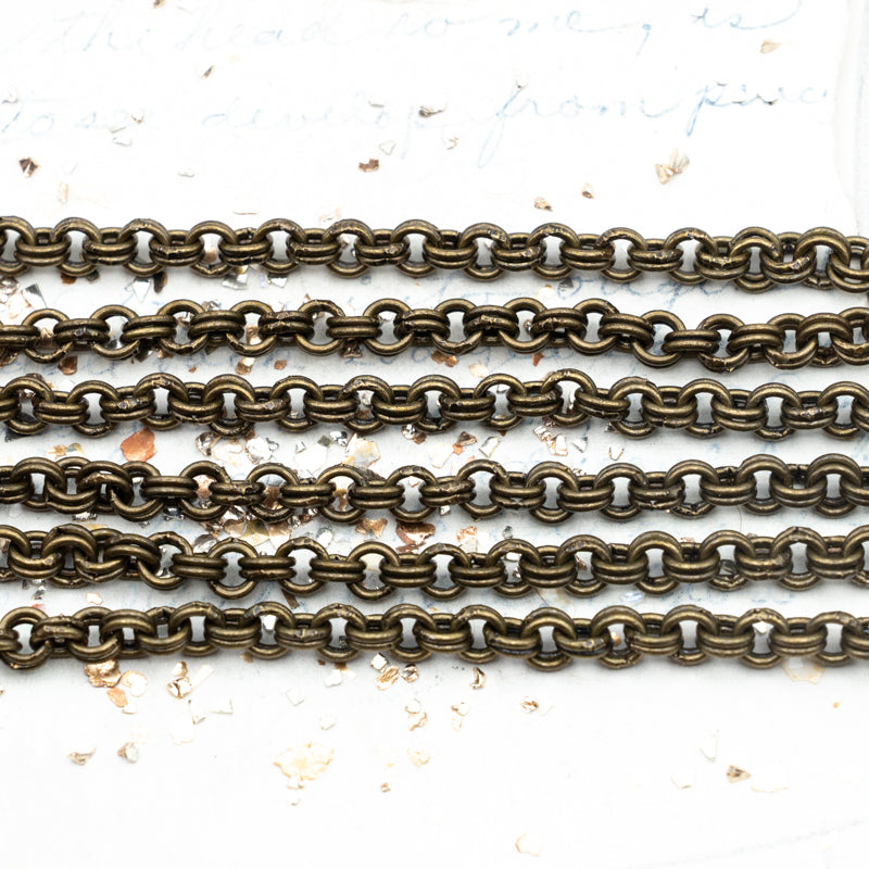 Antique Brass Double Link Chain - 3 Feet