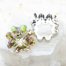Load image into Gallery viewer, 23mm Luminous Green Clover Fancy Stone Premium Crystal and Silver Plated Brass Setting
