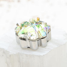 Load image into Gallery viewer, 23mm Luminous Green Clover Fancy Stone Premium Crystal and Silver Plated Brass Setting
