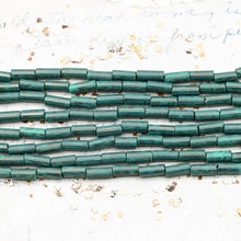 Load image into Gallery viewer, 9x4mm Shimmering Jade Green Bugle Bead Strand

