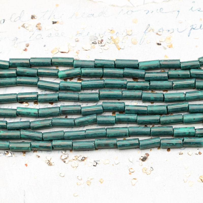 9x4mm Shimmering Jade Green Bugle Bead Strand