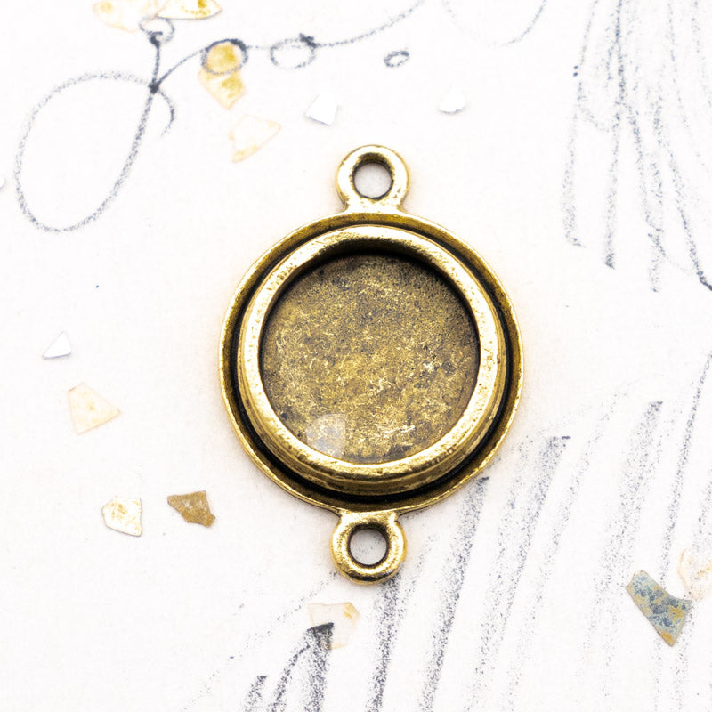 28x19mm Antique Gold Bezel Charm Link