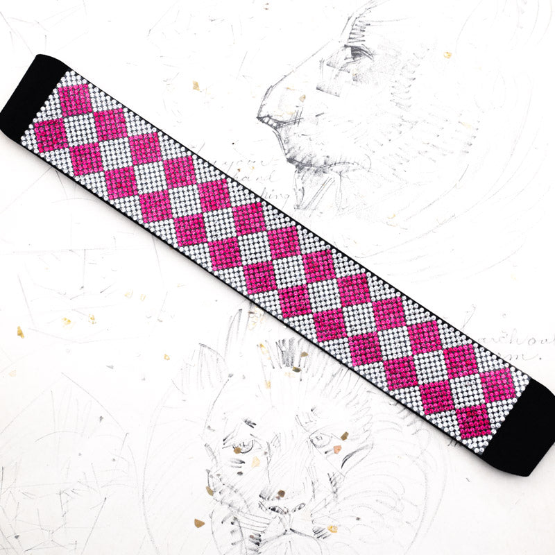 Sparkly Pink Checkerboard Print Headband