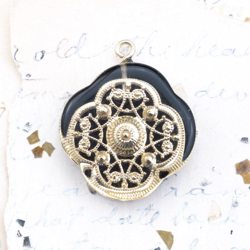 Filigree and Resin Clover Shaped Pendant