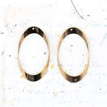 Load image into Gallery viewer, Gold Open Oval Ring Pair with 2 Holes
