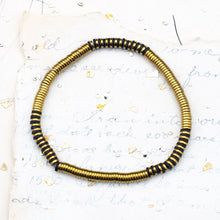 Load image into Gallery viewer, Black and Gold Disc Bead Stretch Bracelet - Doorbuster
