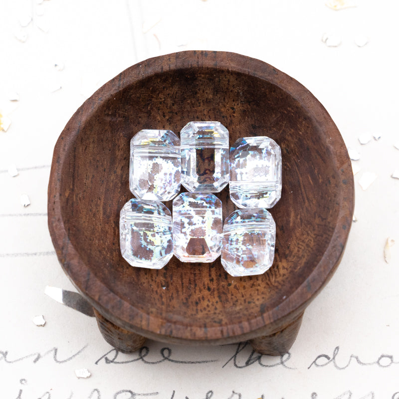 10x7mm White Patina Premium Crystal Pendulum Bead Set - 6 Pcs