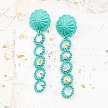 Load image into Gallery viewer, Turquoise AB Drops Rhinestones Earring Pair
