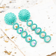 Load image into Gallery viewer, Turquoise AB Drops Rhinestones Earring Pair
