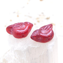 Load image into Gallery viewer, Matte Ruby Red with a Metallic Pink Wash Czech Bird Beads - 2 Pcs
