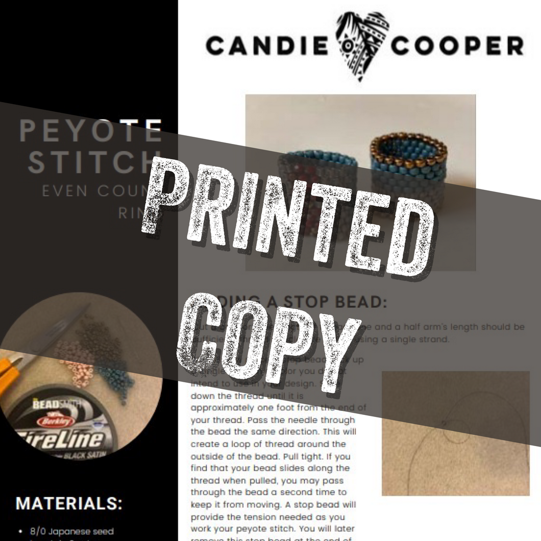 Peyote Even Count Stitch Instructions - Printed Copy