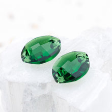 Load image into Gallery viewer, 14x11mm Dark Moss Green Premium Austrian Crystal Leaf Pair
