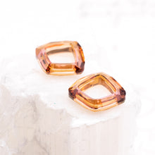 Load image into Gallery viewer, 14mm Copper Crystal Cosmic Square Ring Premium Crystal Link Pair
