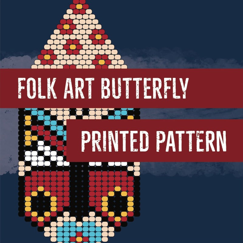 Folk Art Butterfly Brick Stitch Pattern - Printed Copy
