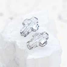 Load image into Gallery viewer, 14mm Silver Patina Premium Crystal Cross Bead Pair
