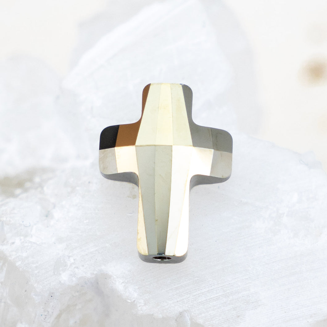 18mm Metallic Light Gold Premium Crystal Cross Bead