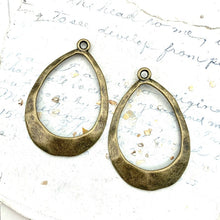 Load image into Gallery viewer, Simple Antique Brass Drop Charm Pair
