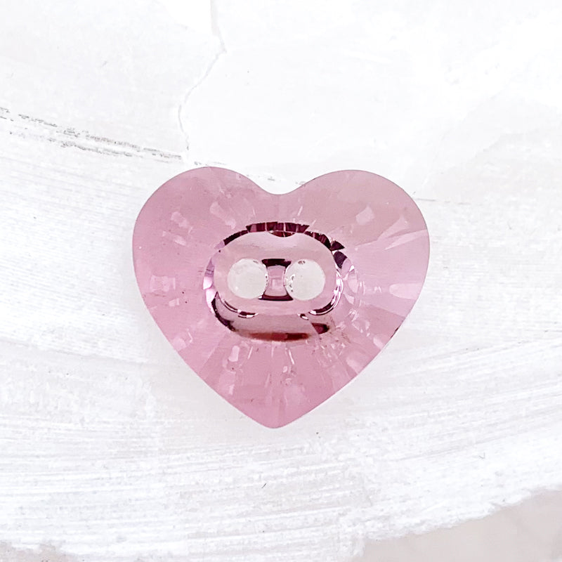 16x14mm Antique Pink Premium Crystal Heart Button