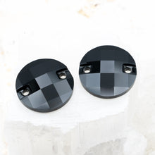 Load image into Gallery viewer, 20mm Jet Round Checkerboard Premium Crystal Link Pair
