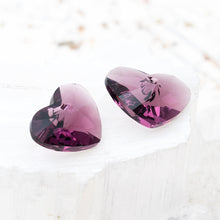 Load image into Gallery viewer, 17mm Amethyst Premium Crystal Heart Charm Pair
