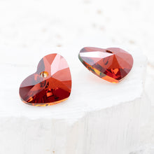 Load image into Gallery viewer, 17mm Red Magma Premium Crystal Heart Charm Pair
