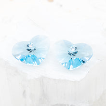 Load image into Gallery viewer, 17mm Aquamarine Premium Crystal Heart Charm Pair
