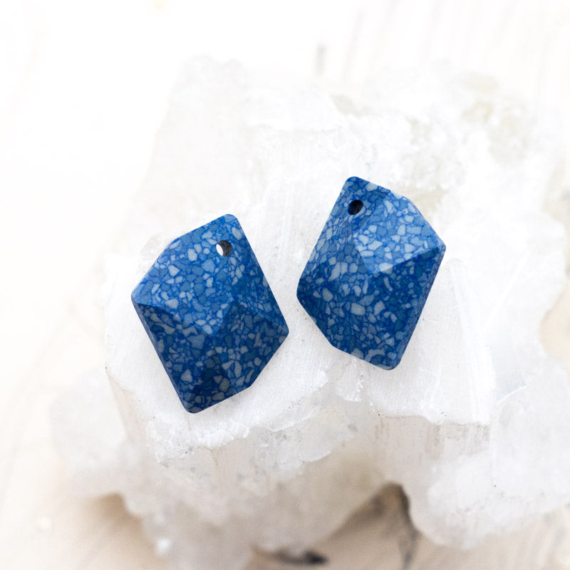 Blue Marbled Premium Crystal Charm Pairs