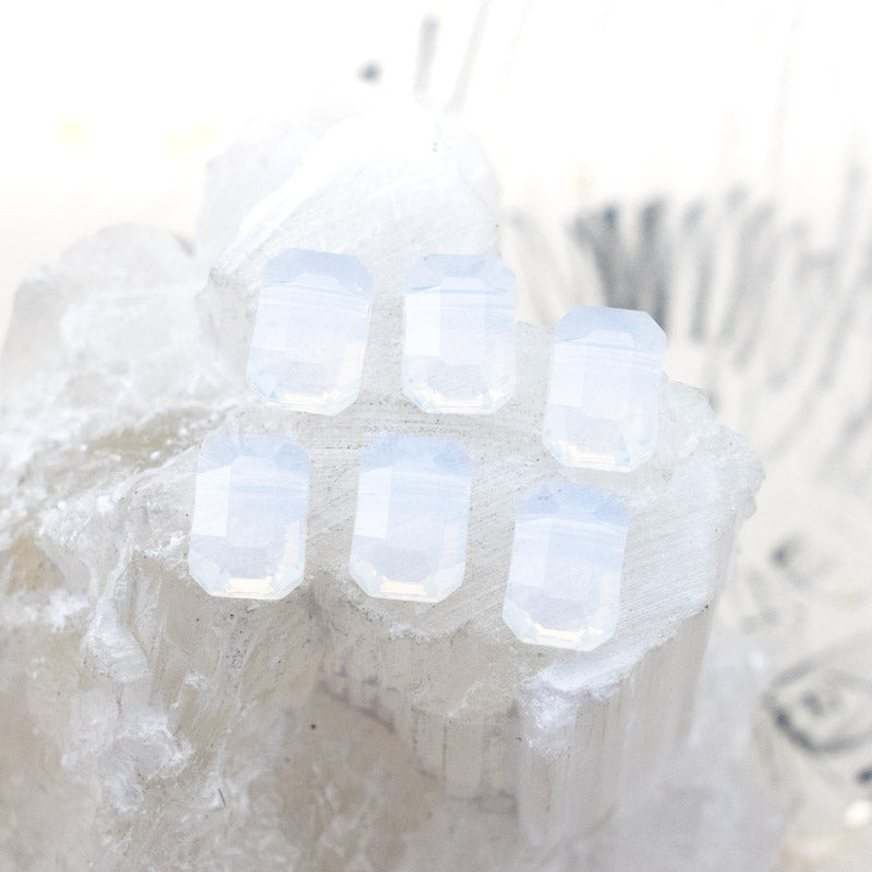 10x7mm White White Opal Premium Crystal Pendulum Bead Set - 6 Pcs