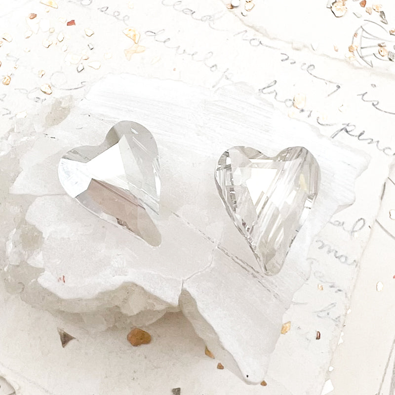 17mm Silver Shade Wild Heart Premium Austrian Crystal Bead Pair