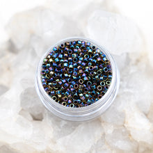 Load image into Gallery viewer, Black Lined Topaz Rainbow Aiko Seed Beads
