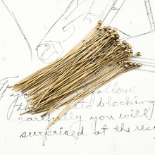 Load image into Gallery viewer, Antique Gold Ball Headpins 22g - 50pcs
