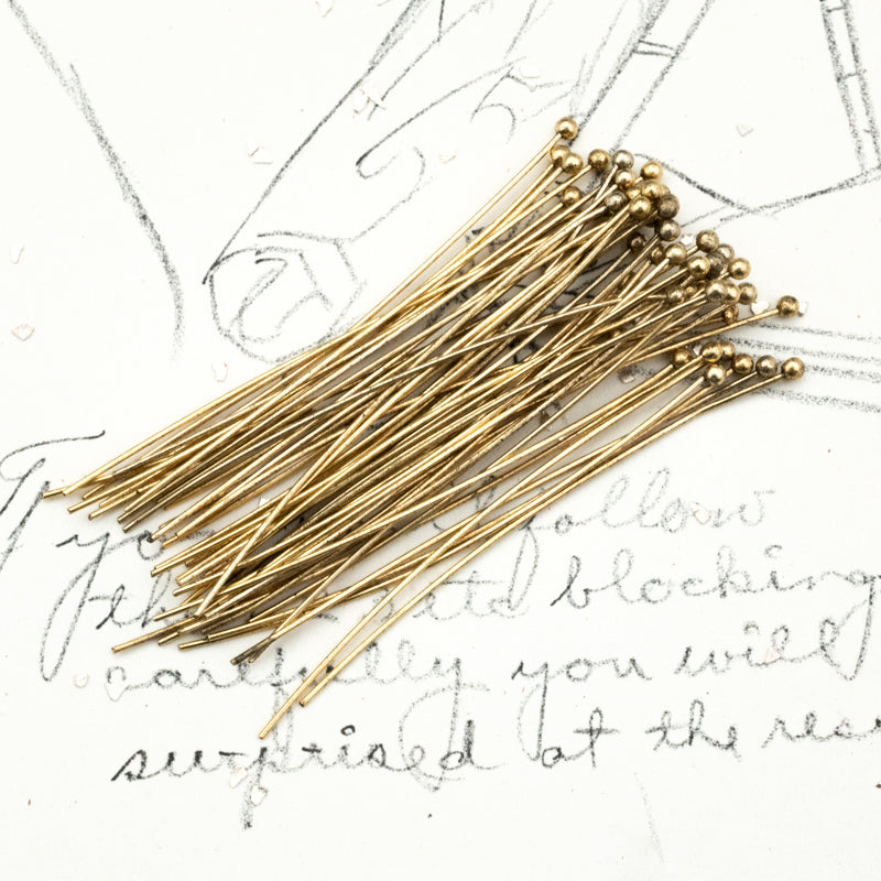 Antique Gold Ball Headpins 22g - 50pcs