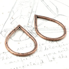 Load image into Gallery viewer, 37mm Antique Copper Hammered Large Drop Hoop Pair
