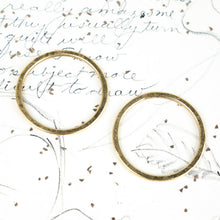 Load image into Gallery viewer, 35mm Antique Gold Hammered Flat Hoop Pair

