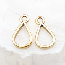 Load image into Gallery viewer, 21mm Antique Gold Teardrop Open Charm Pair
