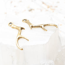 Load image into Gallery viewer, 29mm Antique Gold Antler Charm Pair
