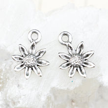 Load image into Gallery viewer, 15mm Antique Silver Mini Daisy Charm Pair
