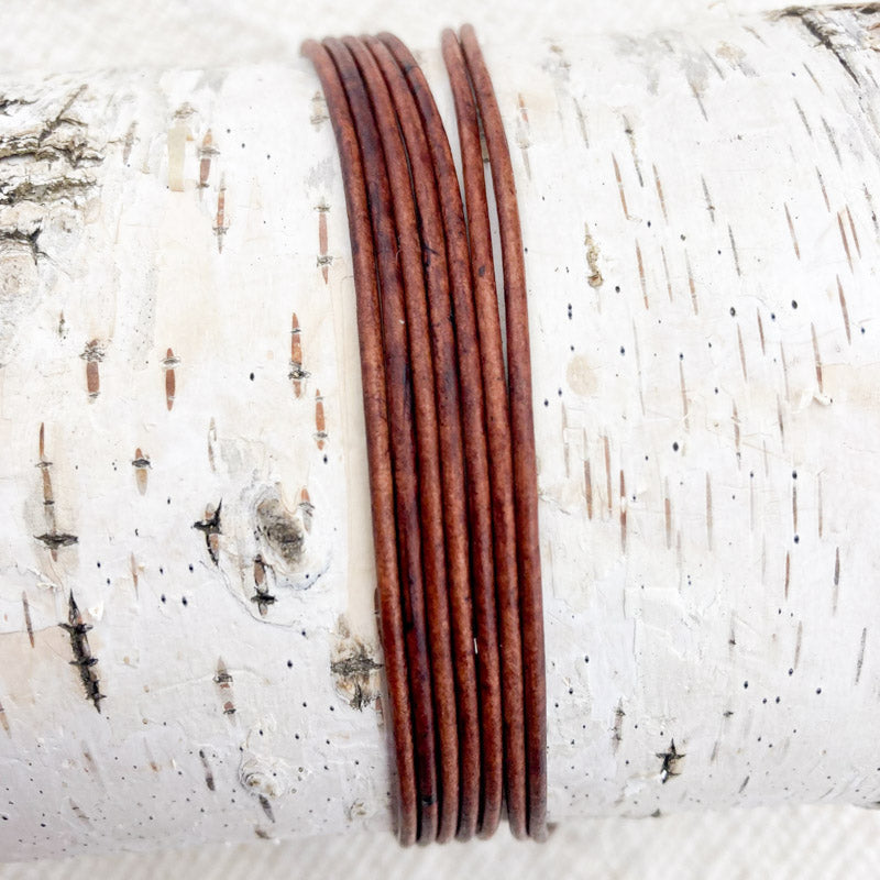 1.5mm Natural Red Brown Round Leather Cord
