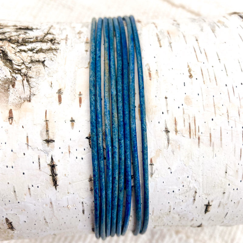 1.5mm Natural Blue Round Leather Cord