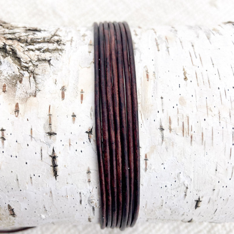 1.5mm Natural Antique Brown Round Leather Cord