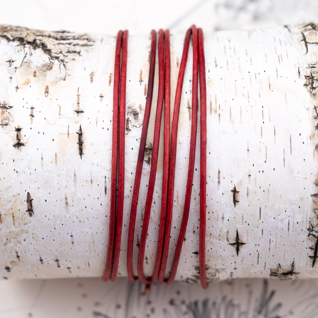 1.5mm Natural Red Round Leather Cord