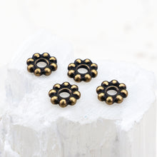 Load image into Gallery viewer, 8mm Brass Ox Beaded Large Hole Spacer for Leather - 4pcs
