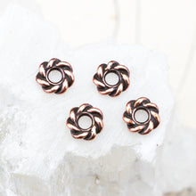 Load image into Gallery viewer, 8mm Antique Copper Twist Large Hole Spacer for Leather - 4pcs
