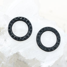 Load image into Gallery viewer, 13mm Black Plate Petite Hammered Hoop Pair
