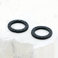 Load image into Gallery viewer, 13mm Black Plate Petite Hammered Hoop Pair
