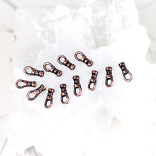 Load image into Gallery viewer, 1mm Antique Copper Crimp End with Loop for Leather - 12pcs
