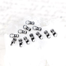 Load image into Gallery viewer, 1.5mm Antique Silver Crimp End with Loop for Leather - 12pcs
