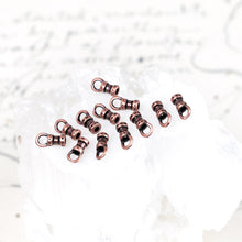 Load image into Gallery viewer, 1.5mm Antique Copper Crimp End with Loop for Leather - 12pcs
